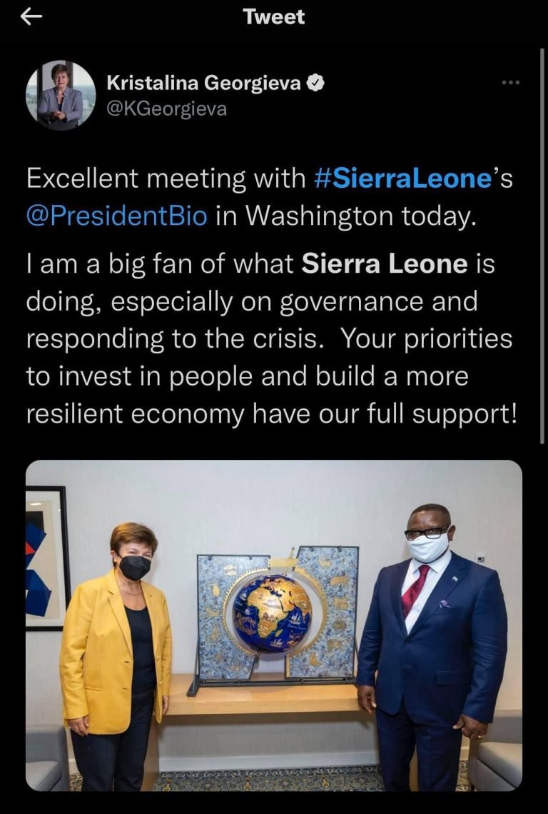 IMF, World Bank Directors Reassure President Bio of Fullest Support