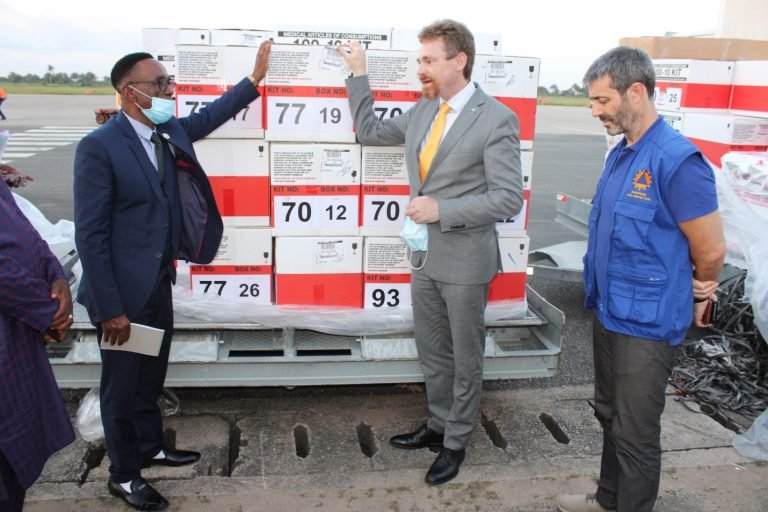 EU AMBASSADOR HANDS OVER 165 BOXES OF ASSORTED SURGICAL EQUIPTMENT TO MOHS