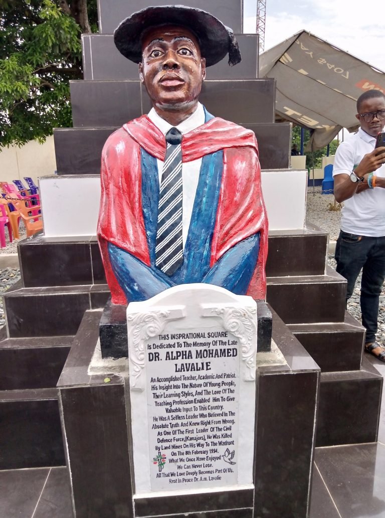 MEMORIAL PARK DEDICATED AT EASTERN TECHNICAL UNIVERSITY (ETU) IN HONOUR OF LATE DR. ALPHA MOHAMED LAVALIE, HISTORY LECTURER AT FBC, FOUNDER AND FIRST COMMANDER-IN-CHIEF OF THE KAMAJOR MOVEMENT
