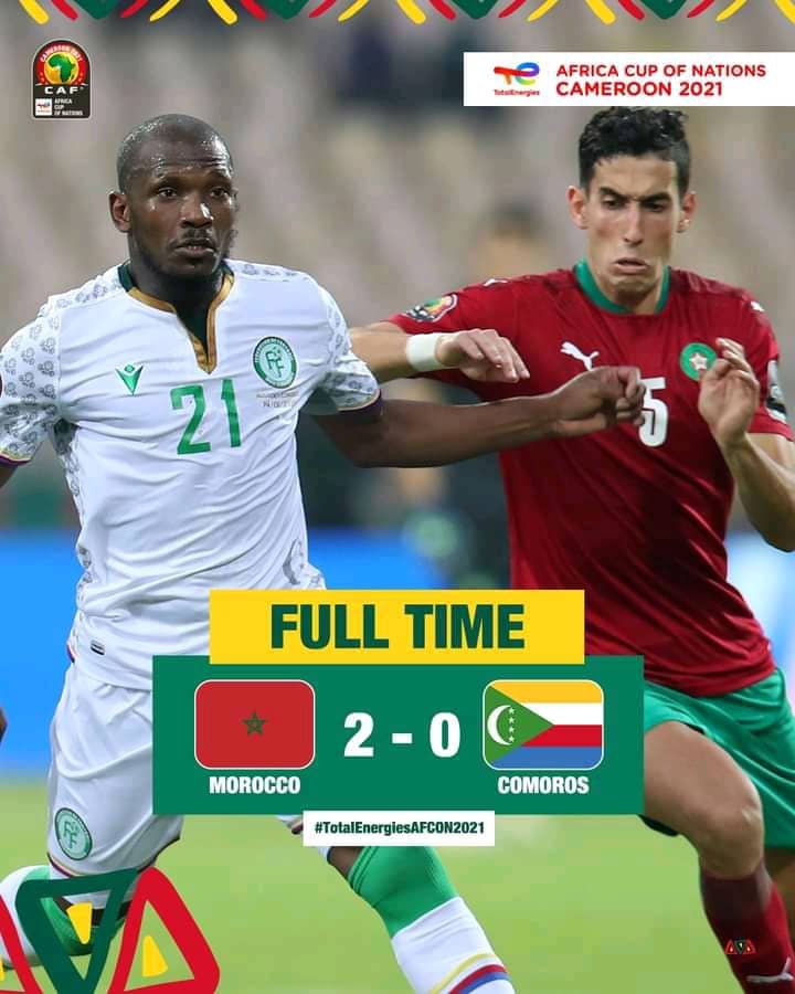 DEFEATNG COMOROS MOROCCO PROGRESSES TO ROUND 16