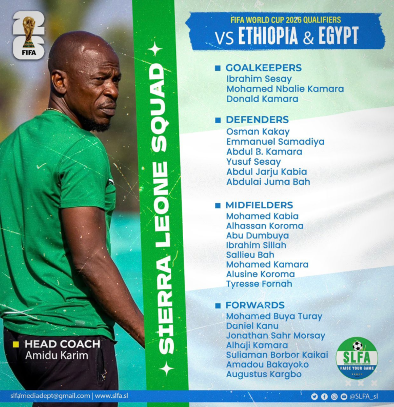 Amidu Karim Names Leone Stars Squad For Ethiopia, Egypt Games