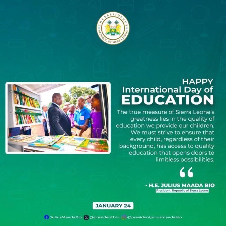 Sierra Leone Prioritizes Quality Education, Lasting Peace On International Day Of Education