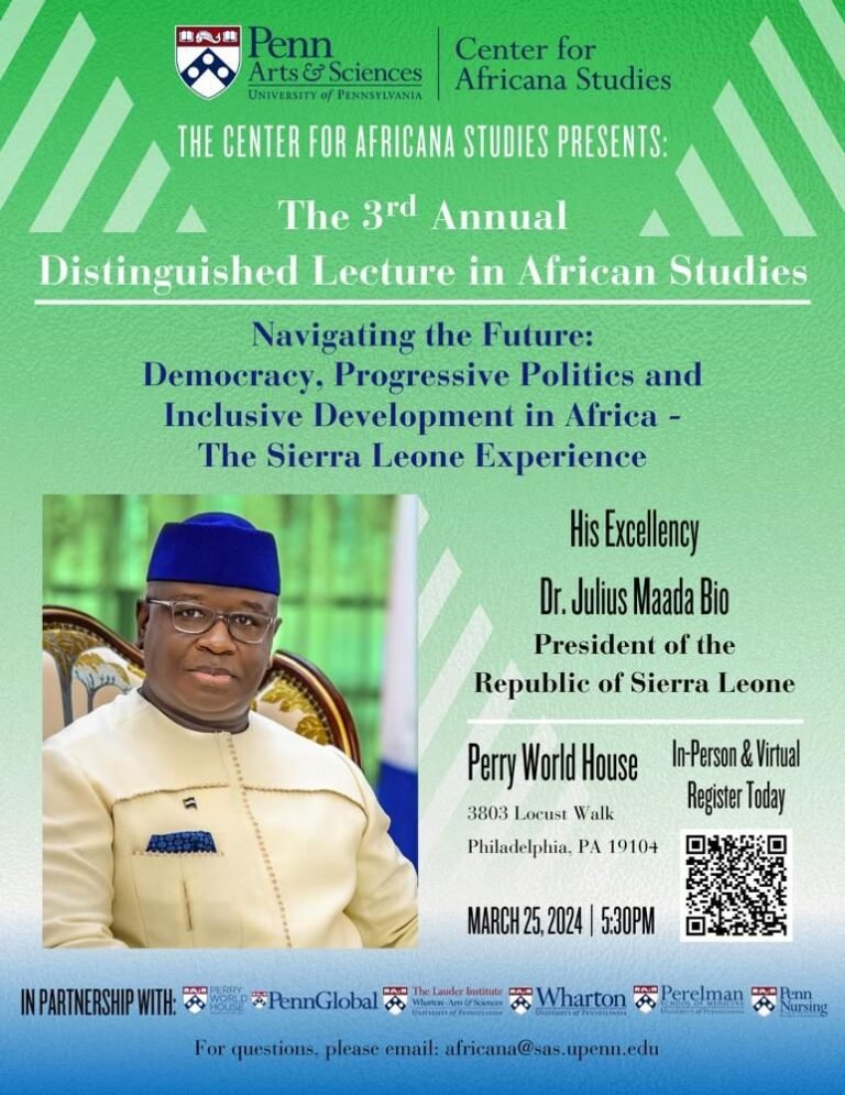 PRESIDENT BIO TO DELIVER LECTURE AT UNIVERSITY OF PENNSYLVANIA, USA