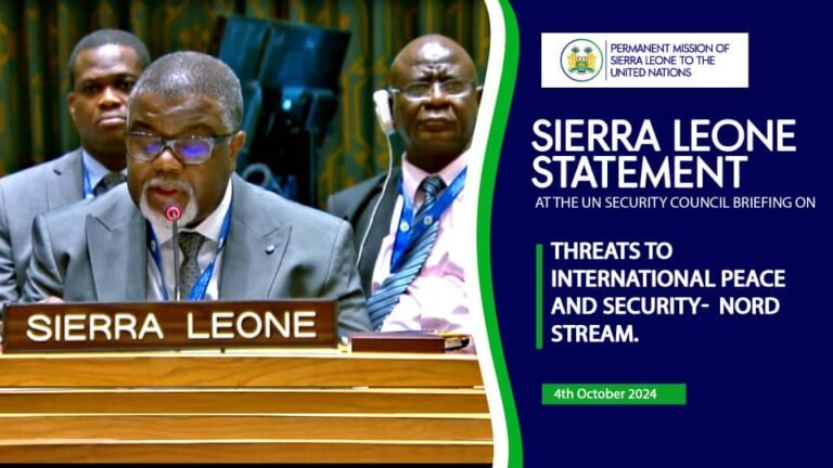 Sierra Leone Calls for Accountability in Nord Stream Incident at Un Security Council Briefing