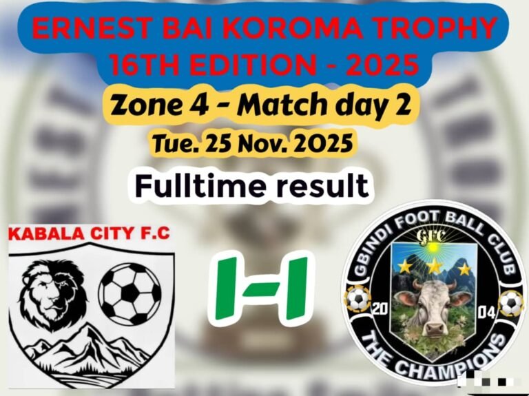 Kabala City Advances in EBK Trophy After Draw with Gbindi