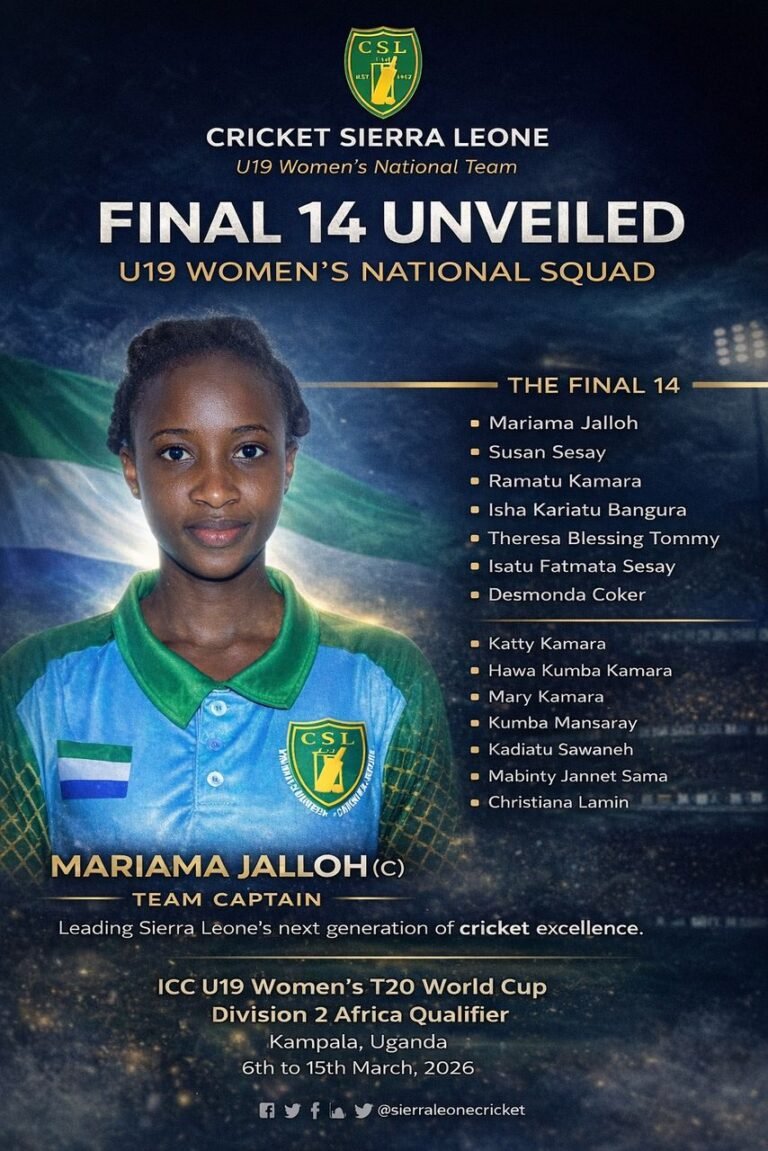Sierra Leone Names Final Squad for ICC Women’s U-19 Qualifier